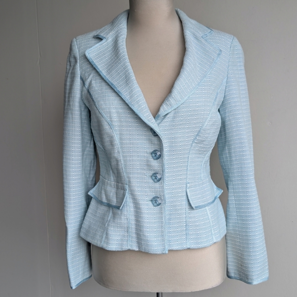 Kasper Blue Tweed Blazer Jacket